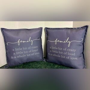 Decorative Family Saying Blue Throw Pillow Set Of 2